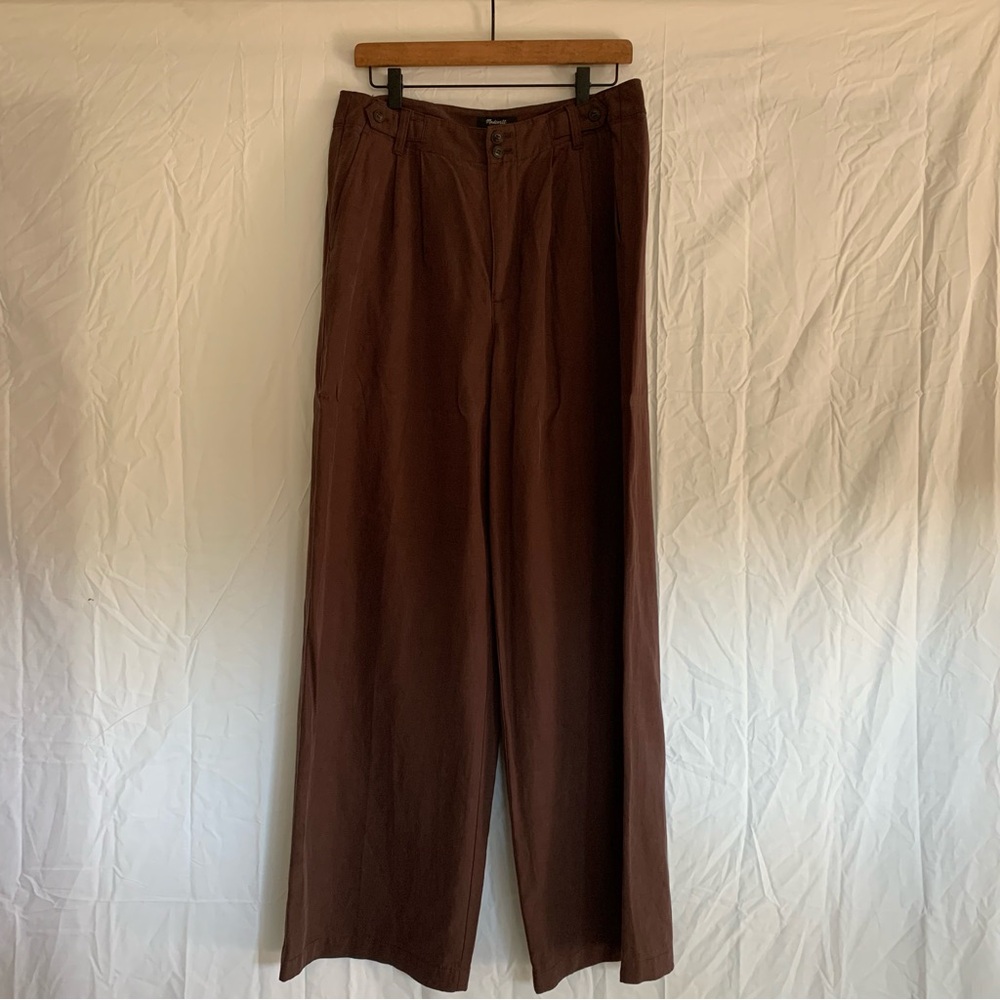 Madewell Chocolate Brown Pants Size 10 - Lenzing Lycocell, Cotton, Linen blend